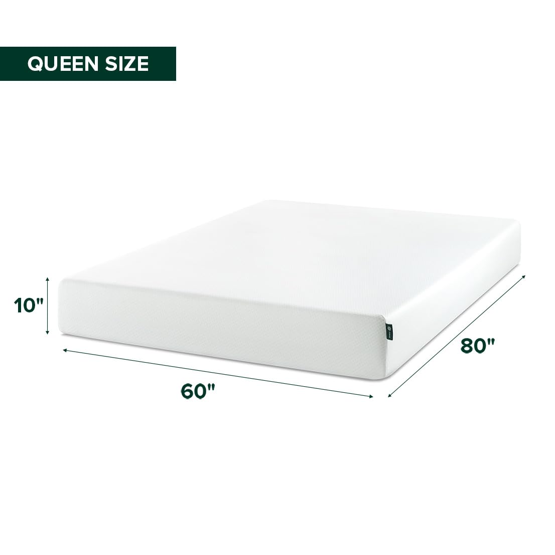 Zinus 10" Queen Green Tea Memory Foam Mattress | Medium Firm