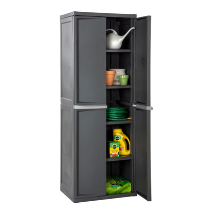 Sterilite 4-Shelf Plastic Storage Cabinet, Gray – 1 Pack