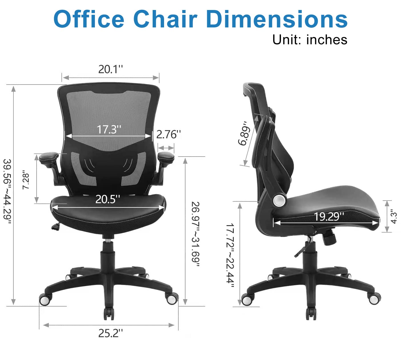 X XISHE Ergonomic Office Chair with PU Leather Seat & Mesh Back, Black