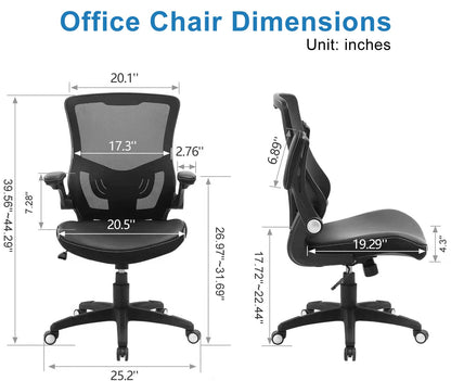 X XISHE Ergonomic Office Chair with PU Leather Seat & Mesh Back, Black