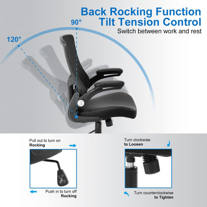 X XISHE Ergonomic Office Chair with PU Leather Seat & Mesh Back, Black