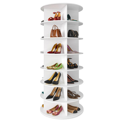 SpaceAid 7-Tier Rotating Shoe Rack Tower, 360° Lazy Susan