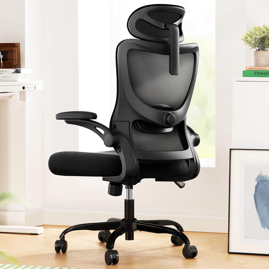Marsail Ergonomic High Back Mesh Office Chair with 3D Armrests, Black