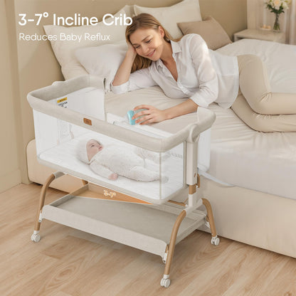 BabyBond Bedside Bassinet Crib for Newborns – Beige