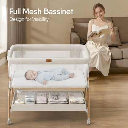 BabyBond Bedside Bassinet Crib for Newborns – Beige