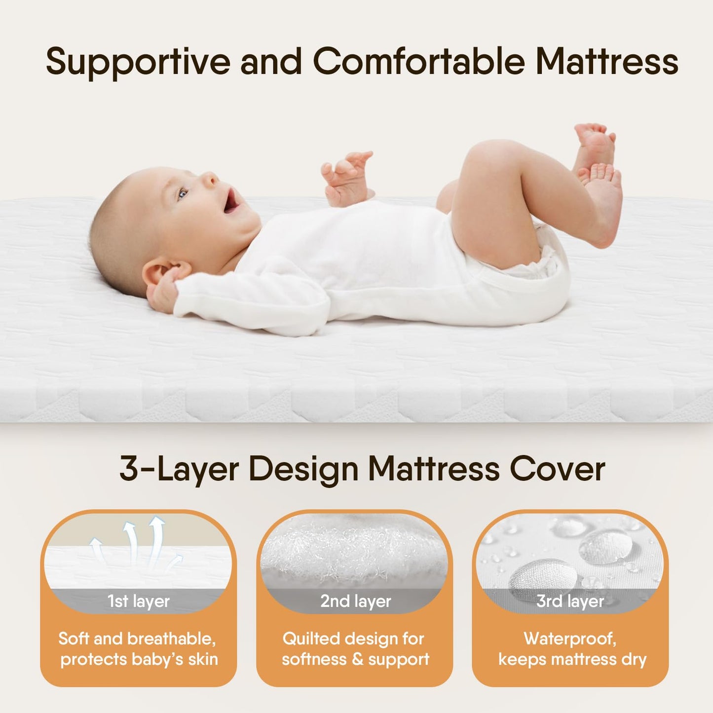 BabyBond Bedside Bassinet Crib for Newborns – Beige