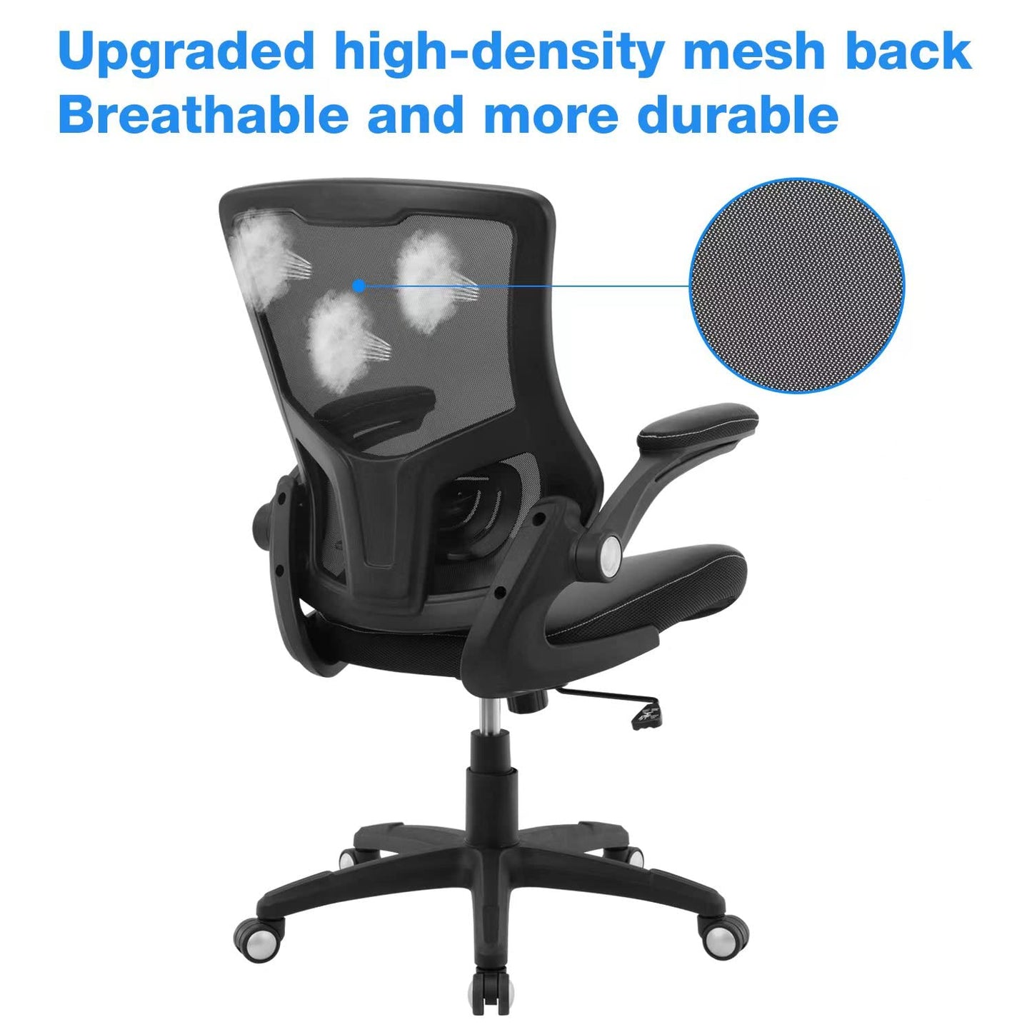 X XISHE Ergonomic Office Chair with PU Leather Seat & Mesh Back, Black
