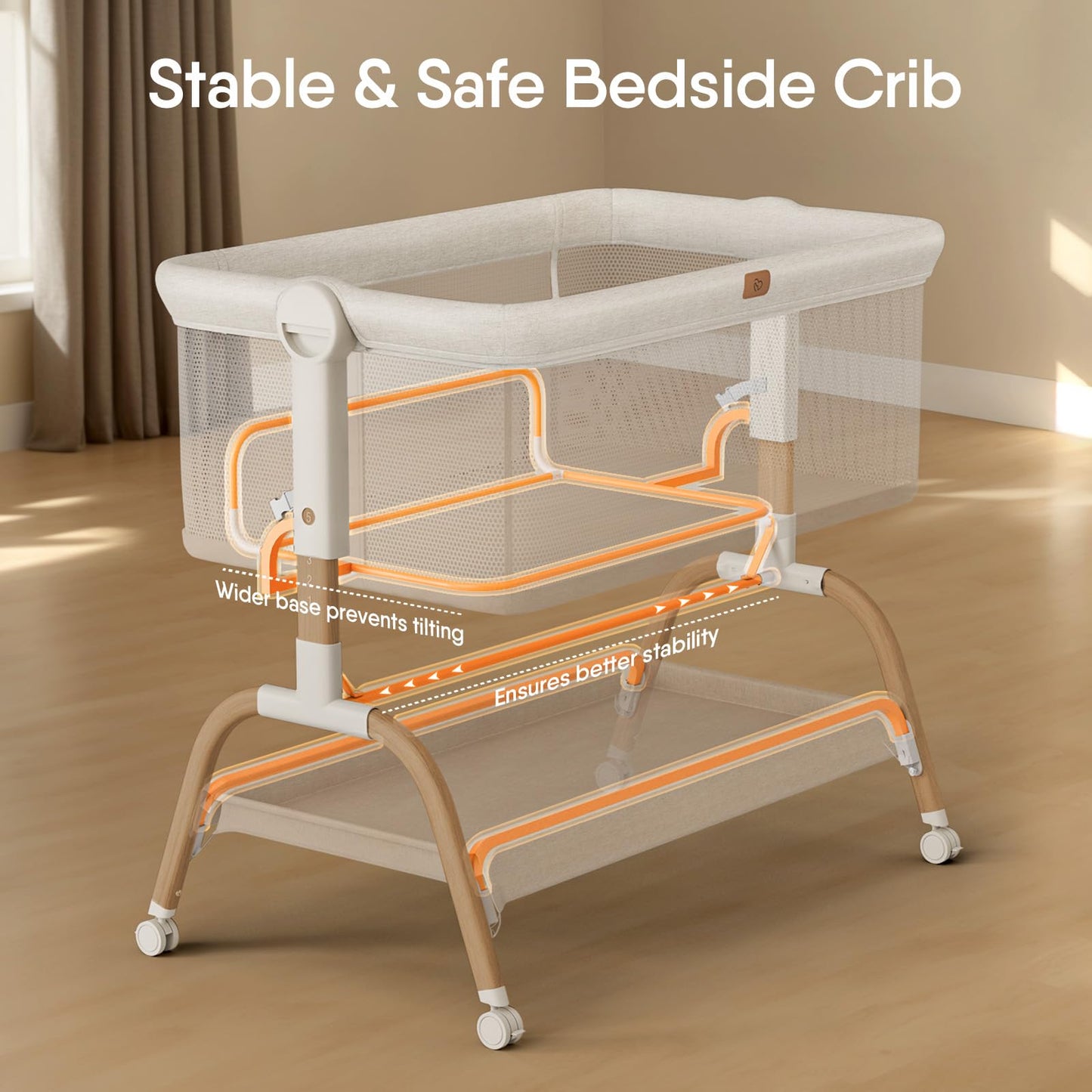 BabyBond Bedside Bassinet Crib for Newborns – Beige
