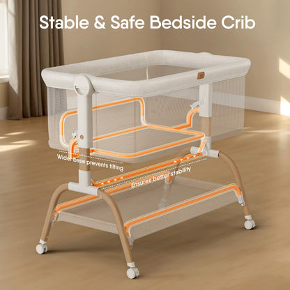 BabyBond Bedside Bassinet Crib for Newborns – Beige
