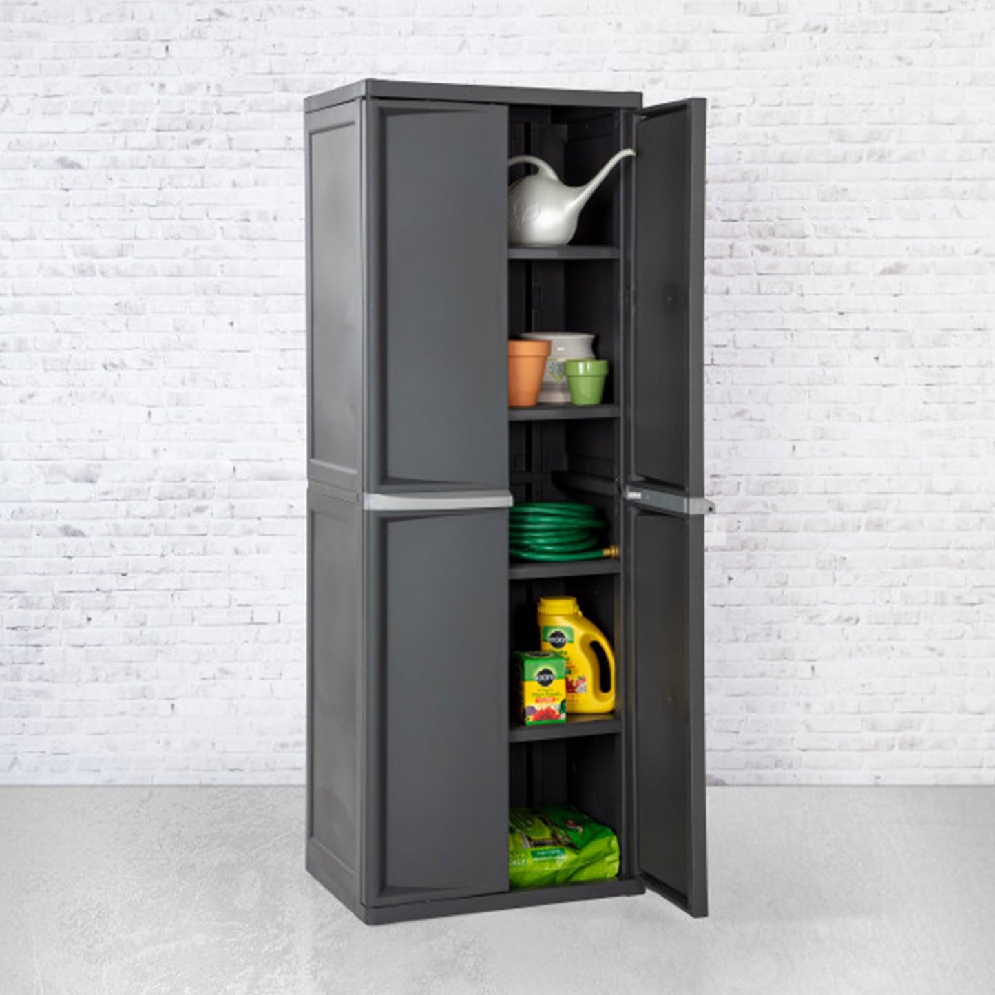 Sterilite 4-Shelf Plastic Storage Cabinet, Gray – 1 Pack