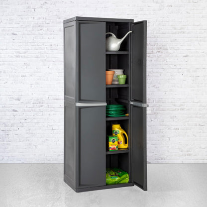 Sterilite 4-Shelf Plastic Storage Cabinet, Gray – 1 Pack