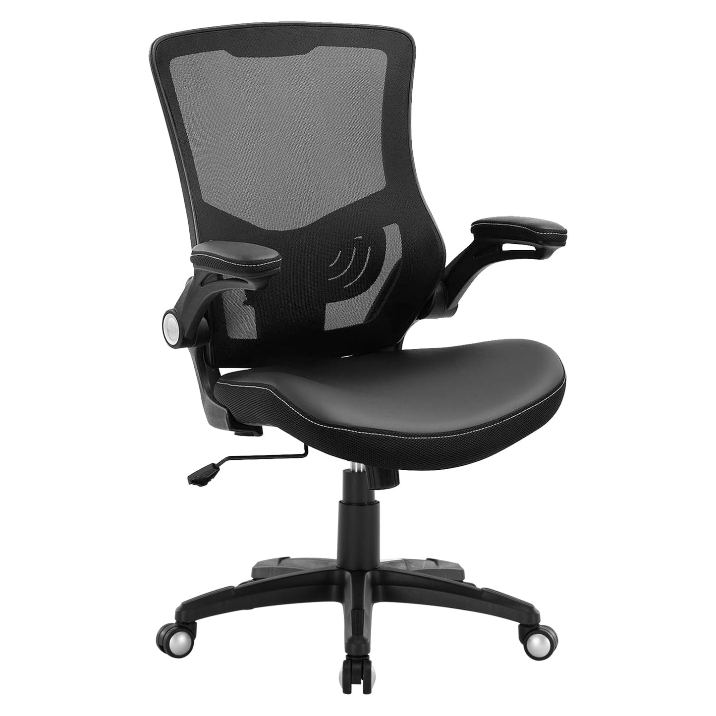 X XISHE Ergonomic Office Chair with PU Leather Seat & Mesh Back, Black
