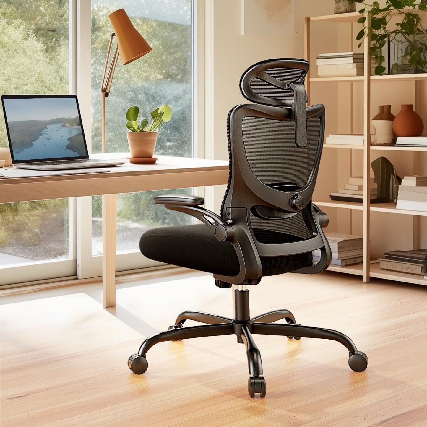 Marsail Ergonomic High Back Mesh Office Chair with 3D Armrests, Black
