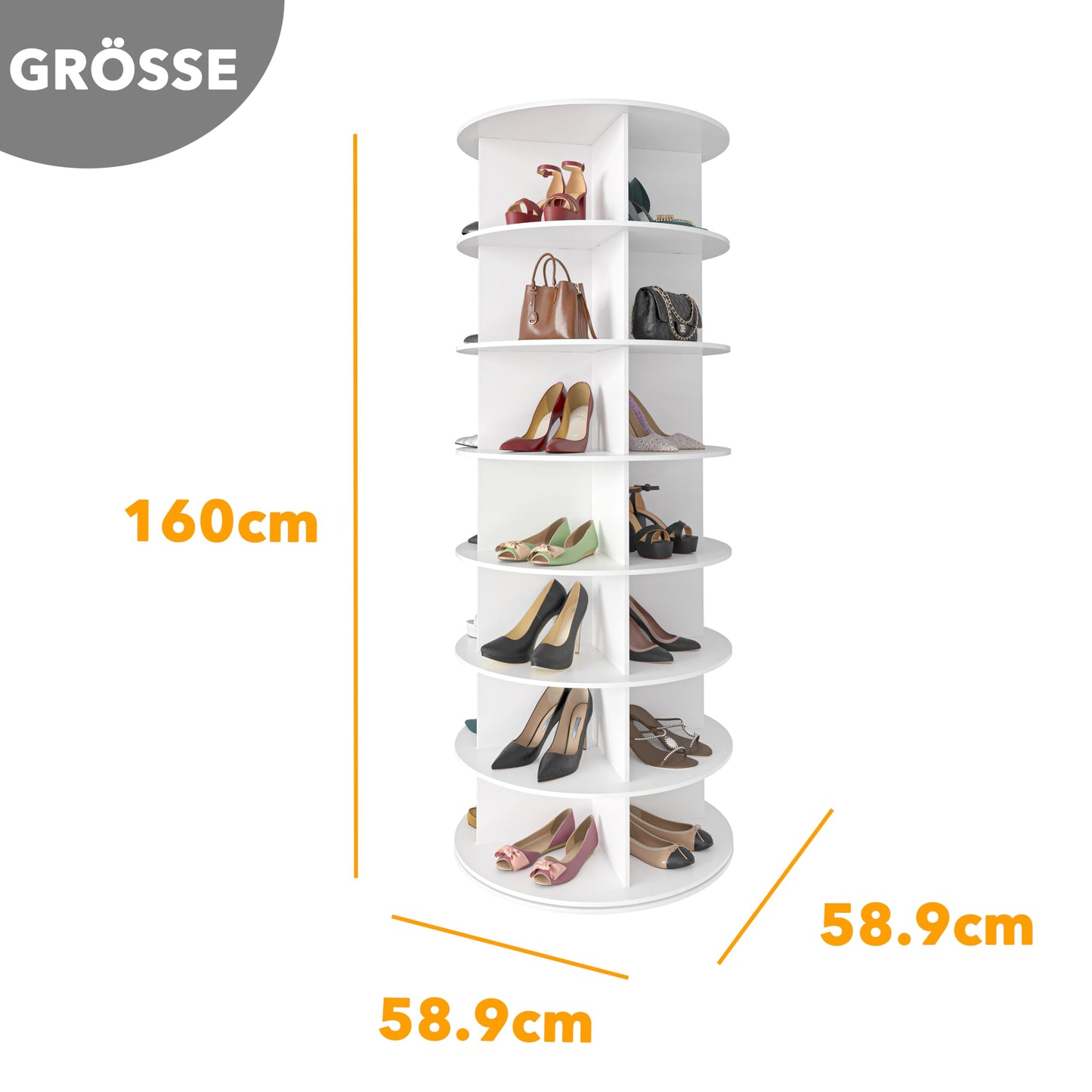 SpaceAid 7-Tier Rotating Shoe Rack Tower, 360° Lazy Susan