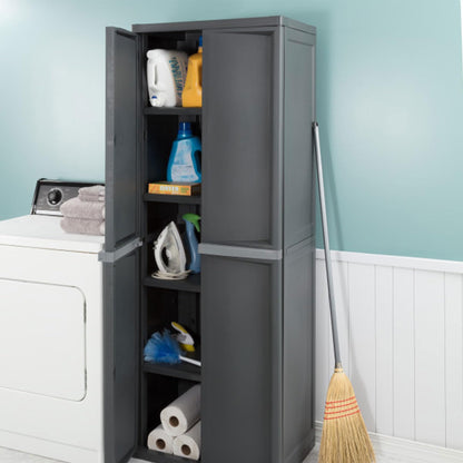 Sterilite 4-Shelf Plastic Storage Cabinet, Gray – 1 Pack