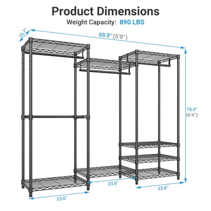 VIPEK V5 Heavy Duty Freestanding Clothes Rack, 890 LBS, Black
