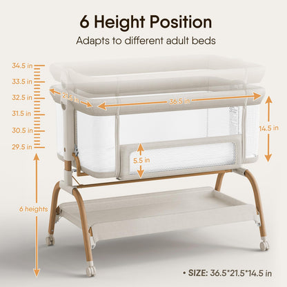BabyBond Bedside Bassinet Crib for Newborns – Beige
