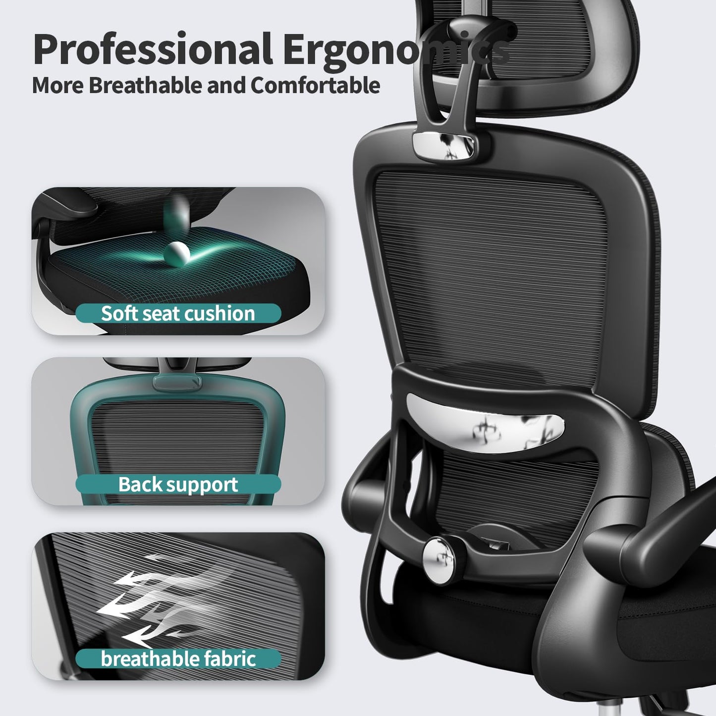TRALT Ergonomic Office & Gaming Chair with Lumbar Support