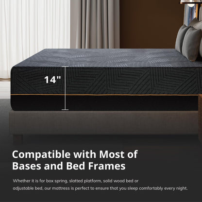 EGOHOME 14" King Memory Foam Mattress | Cooling Copper Gel