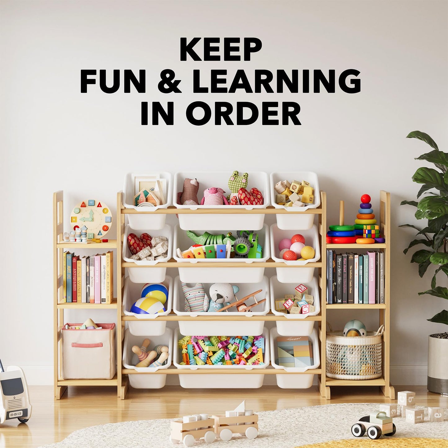 SpaceAid Kids Toy Storage Organizer, 6 Shelves & 12 Bins