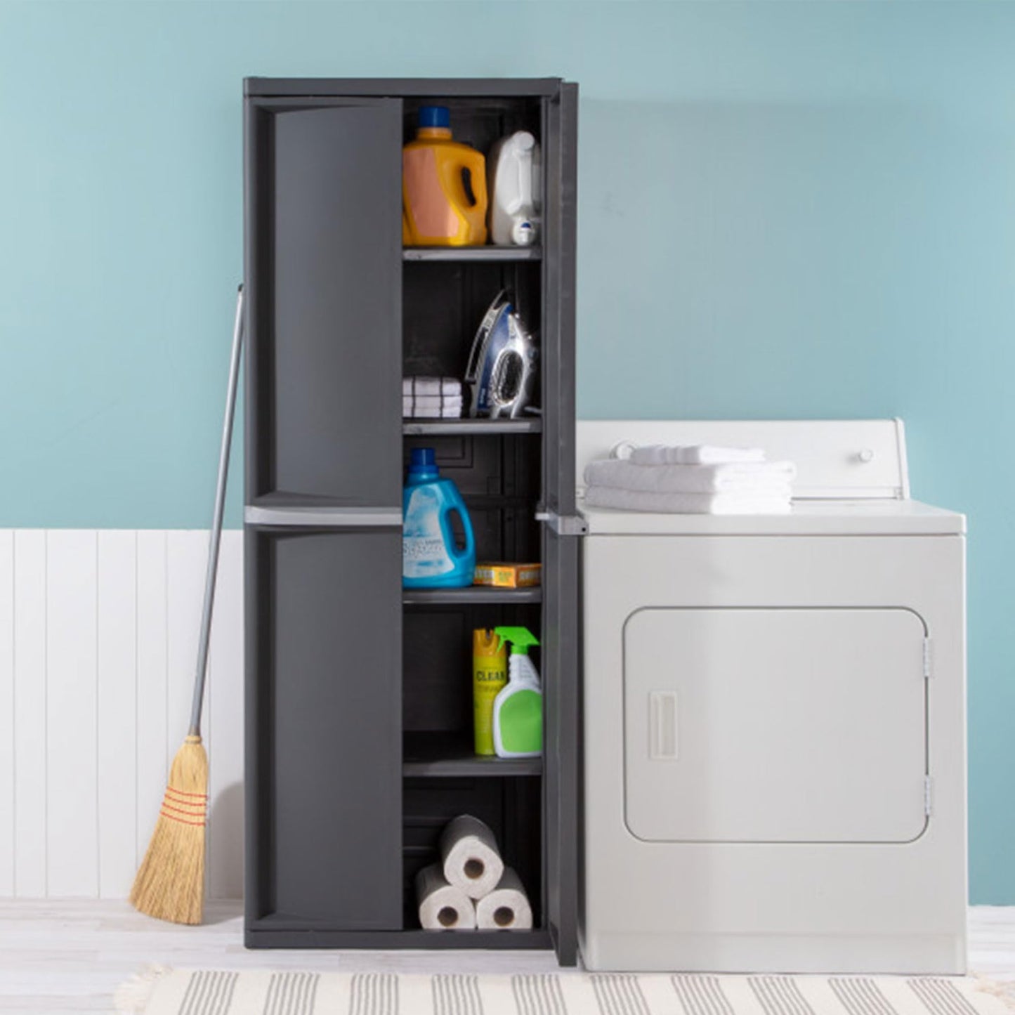 Sterilite 4-Shelf Plastic Storage Cabinet, Gray – 1 Pack