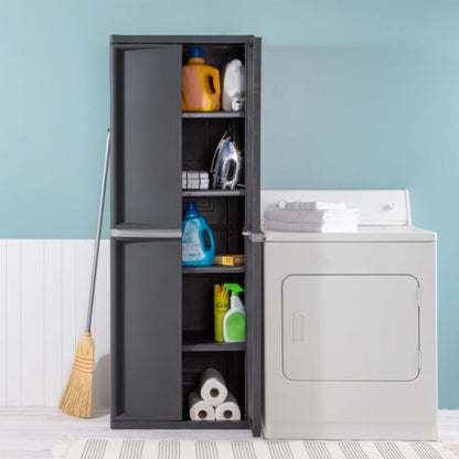 Sterilite 4-Shelf Plastic Storage Cabinet, Gray – 1 Pack