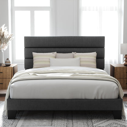 Allewie Queen Platform Bed Frame with Upholstered Headboard
