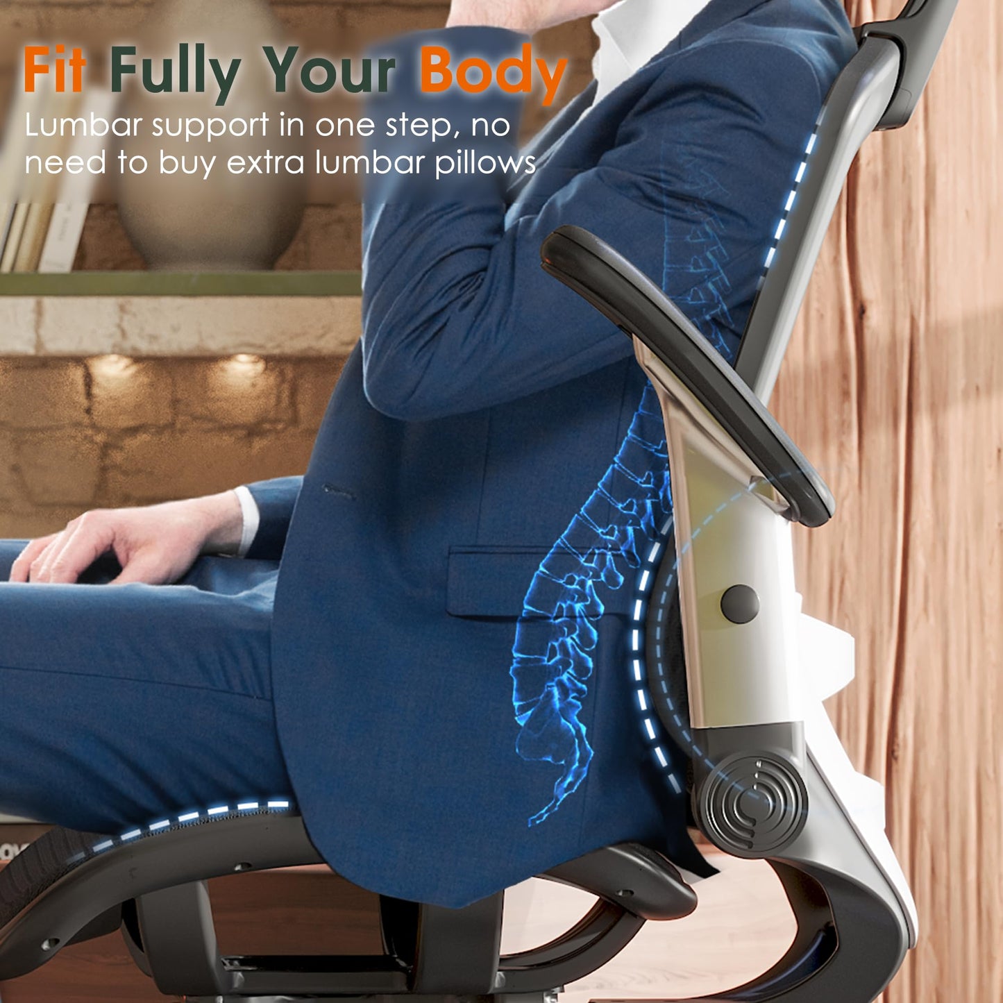 GABRYLLY Ergonomic High Back Mesh Office Chair with Headrest, Black