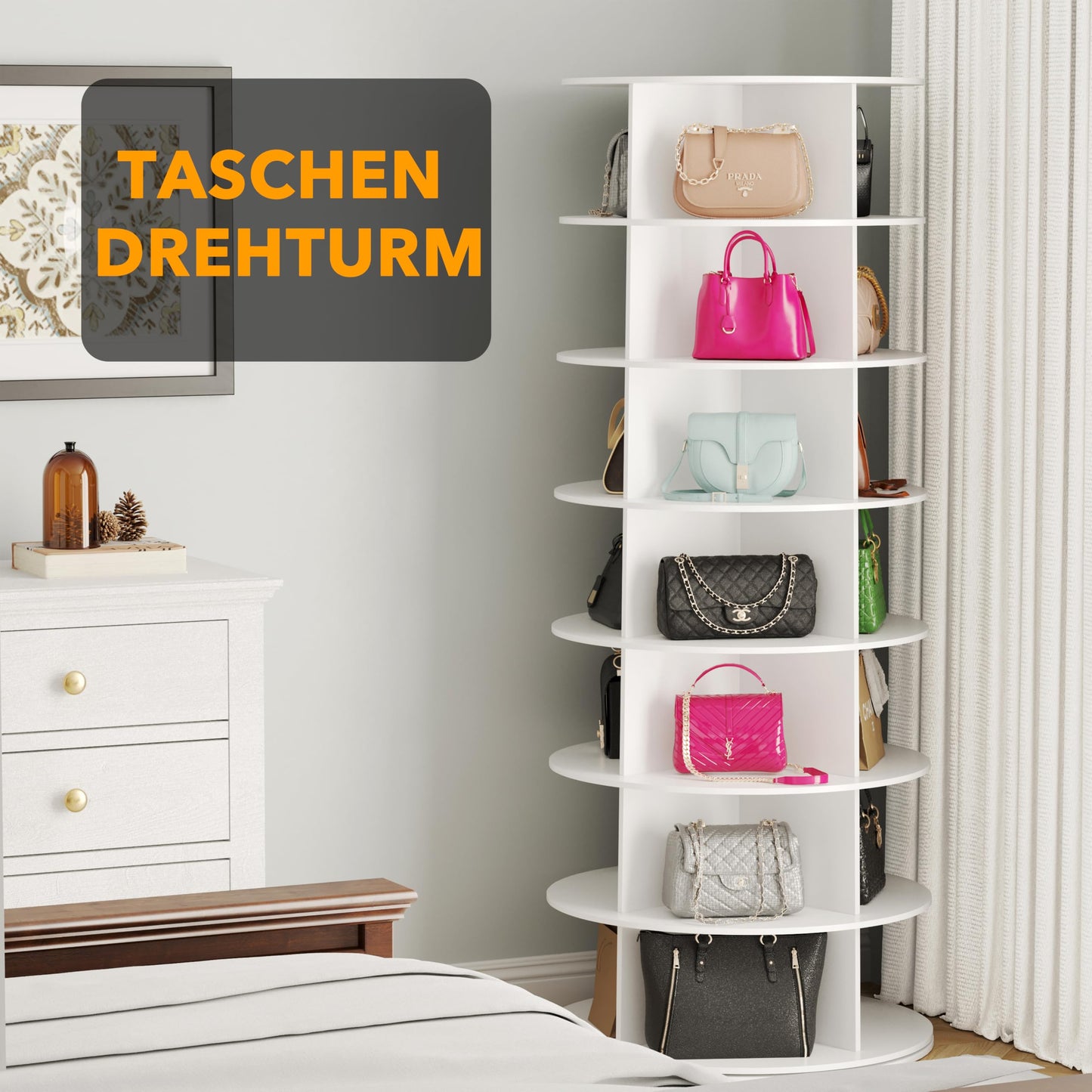 SpaceAid 7-Tier Rotating Shoe Rack Tower, 360° Lazy Susan