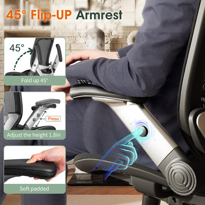 GABRYLLY Ergonomic High Back Mesh Office Chair with Headrest, Black