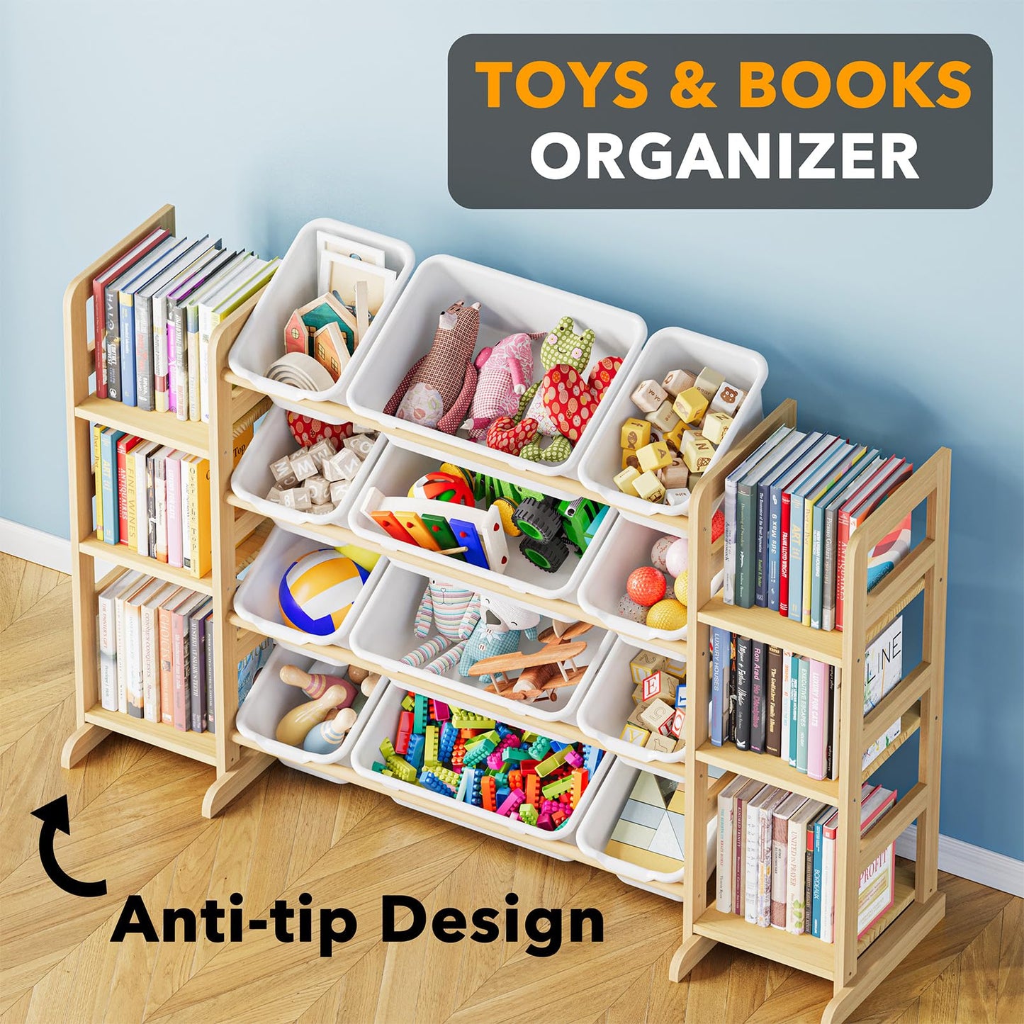 SpaceAid Kids Toy Storage Organizer, 6 Shelves & 12 Bins