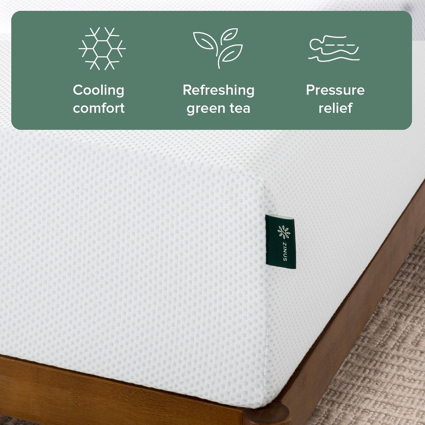 Zinus 10" Full Green Tea Cooling Memory Foam Mattress, Medium