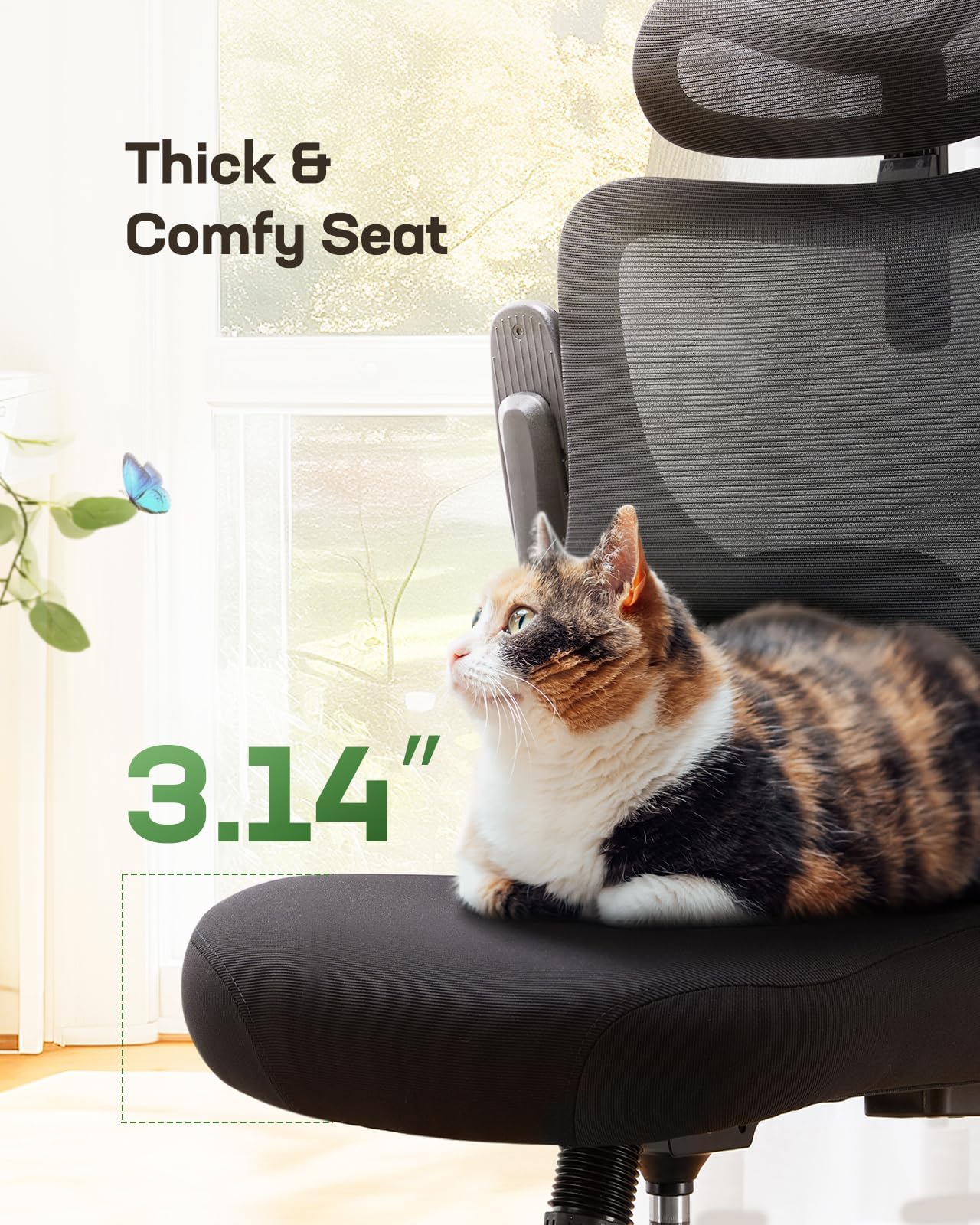 Marsail Ergonomic High Back Mesh Office Chair with 3D Armrests, Black