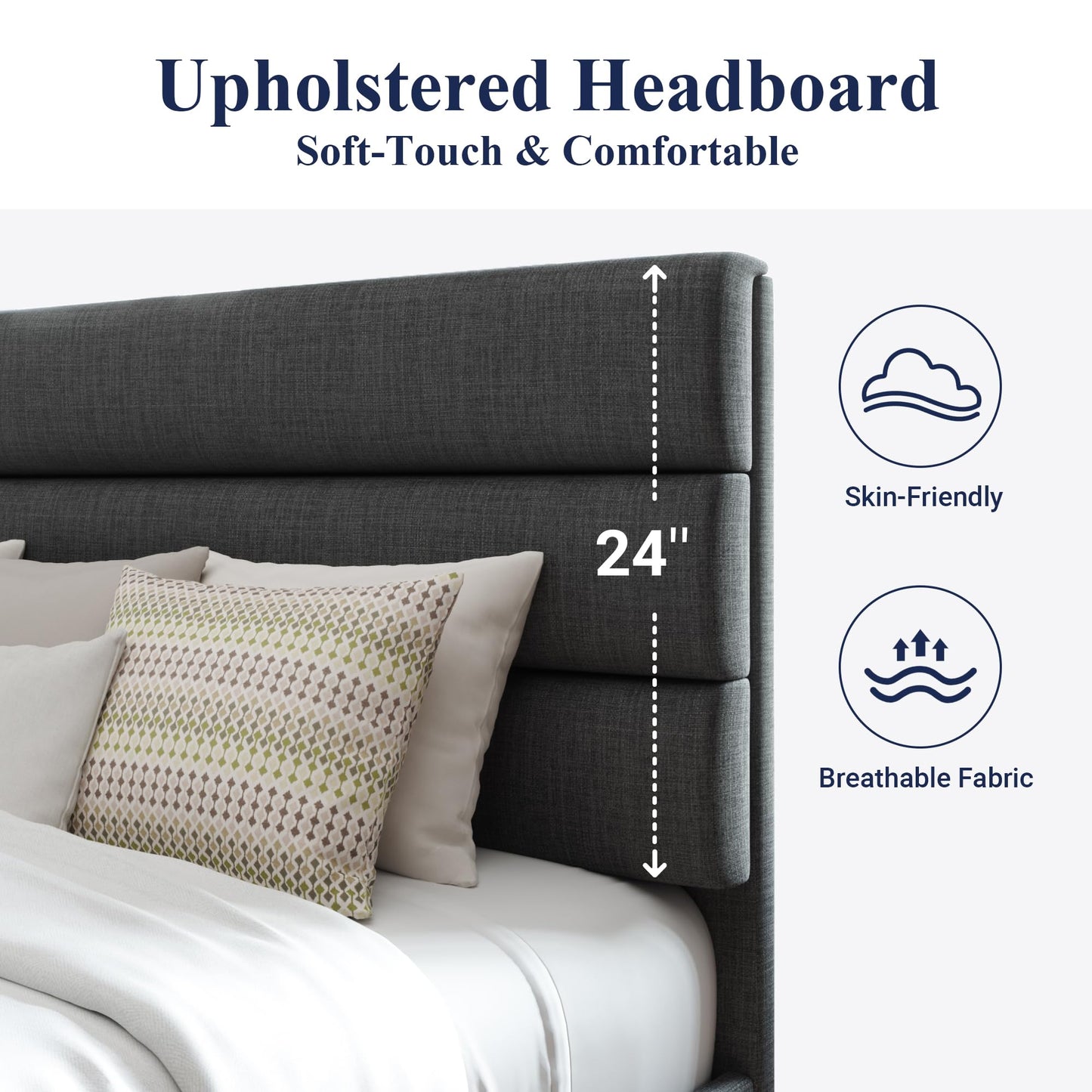 Allewie Queen Platform Bed Frame with Upholstered Headboard