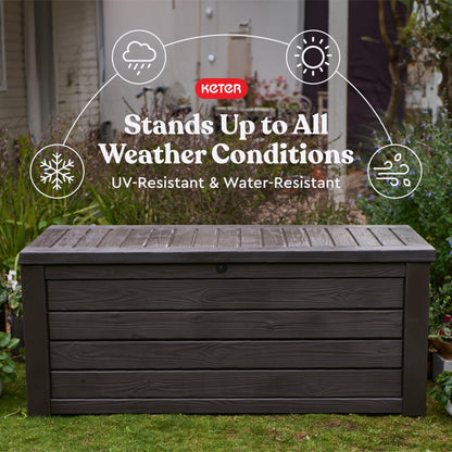 Keter Westwood 150-Gallon Outdoor Storage Box for Patio & Pool, Brown