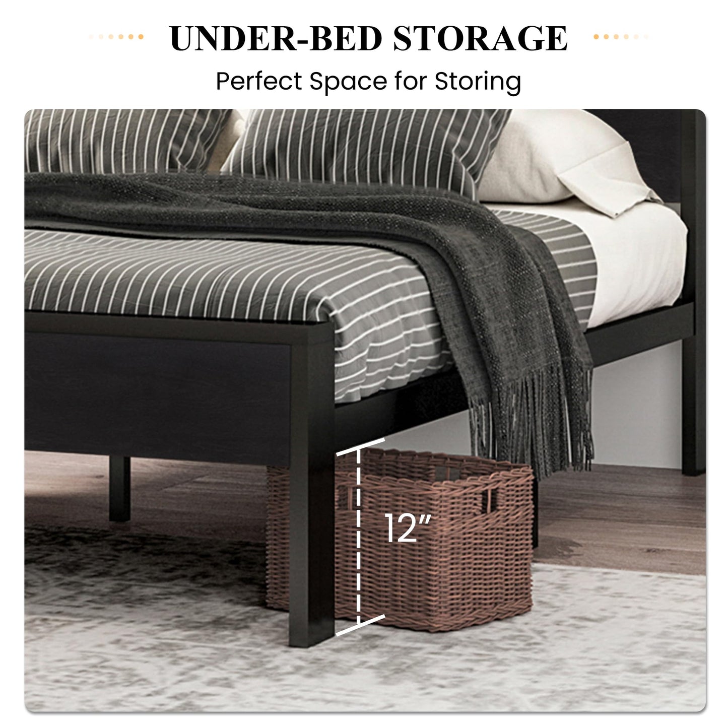 SHA CERLIN Queen Metal Platform Bed Frame with Headboard 14"
