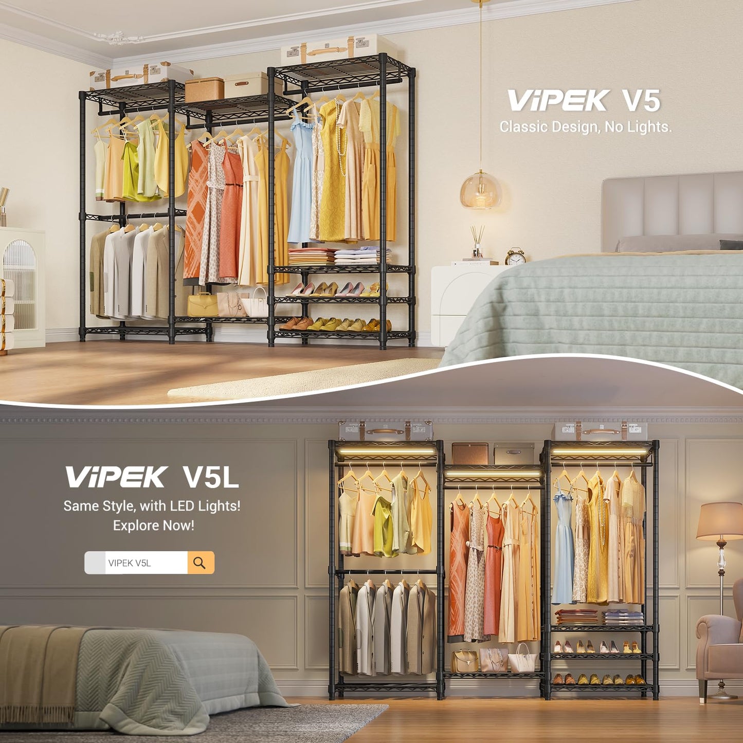 VIPEK V5 Heavy Duty Freestanding Clothes Rack, 890 LBS, Black