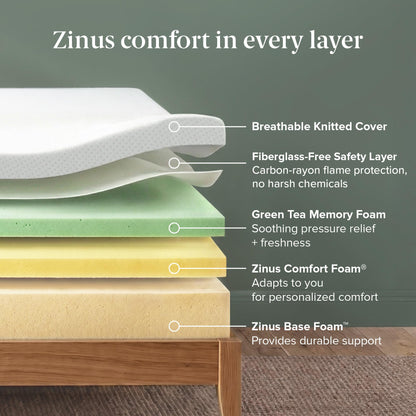 Zinus 10" Queen Green Tea Memory Foam Mattress | Medium Firm