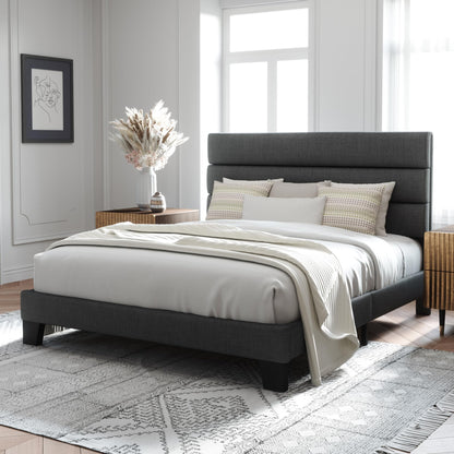 Allewie Queen Platform Bed Frame with Upholstered Headboard