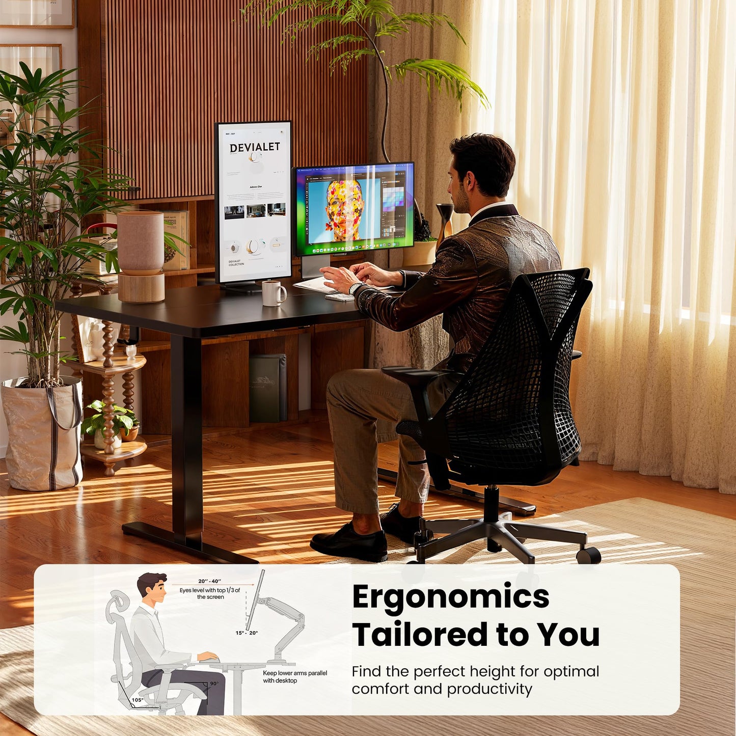 ErGear 48x24" Electric Height Adjustable Standing Desk – Black