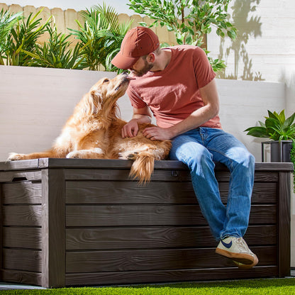 Keter Westwood 150-Gallon Outdoor Storage Box for Patio & Pool, Brown