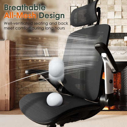 GABRYLLY Ergonomic High Back Mesh Office Chair with Headrest, Black