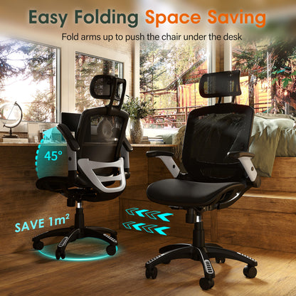 GABRYLLY Ergonomic High Back Mesh Office Chair with Headrest, Black